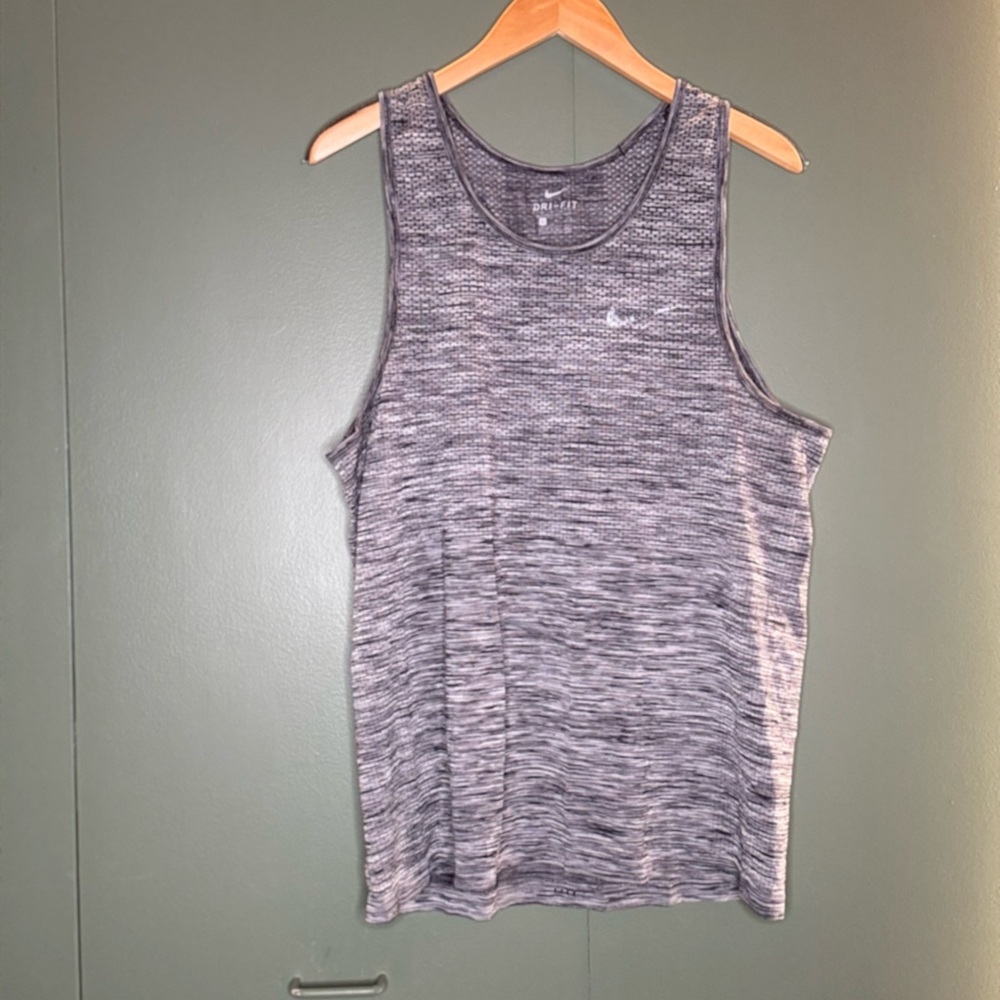 Nike Men’s Heathered Grey/Black Running Tank